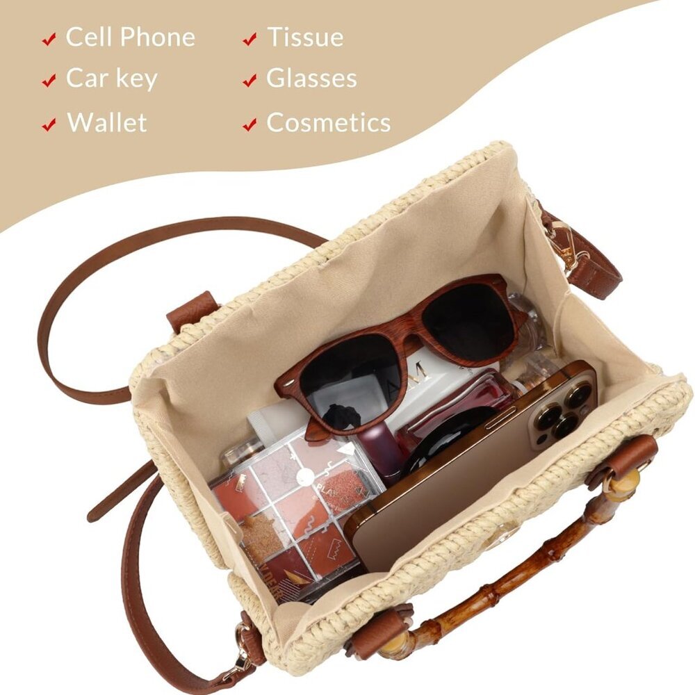 Versatile Handwoven Straw Bag for Women – Summer Essential with Stylish Handle - Picture 4 of 6